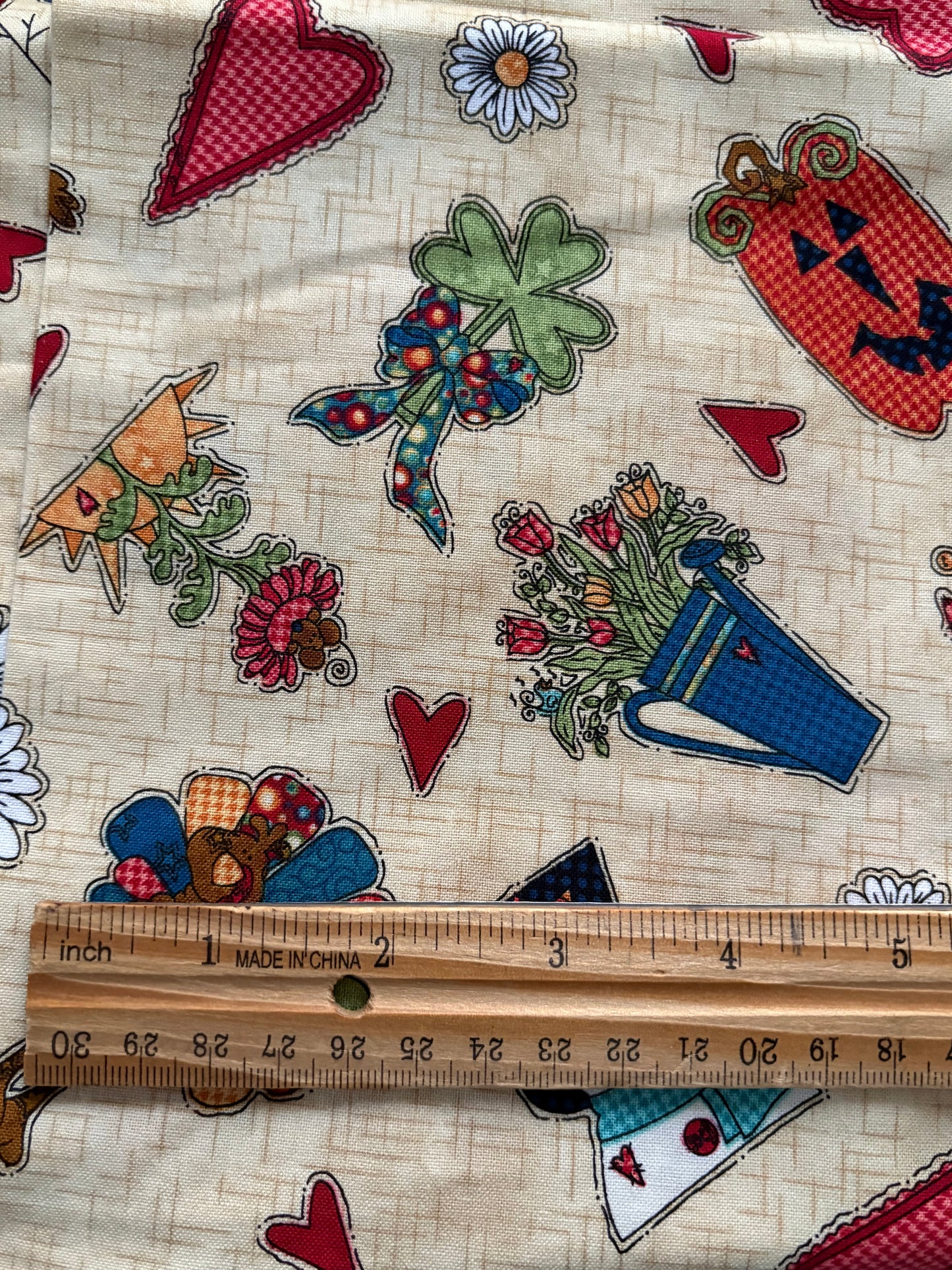 Henry Glass Doodle Days Calendar Beige by Leanne Anderson Whole Country Caboodle, Designer Cotton, Quilting Fabric, Sold by YARD