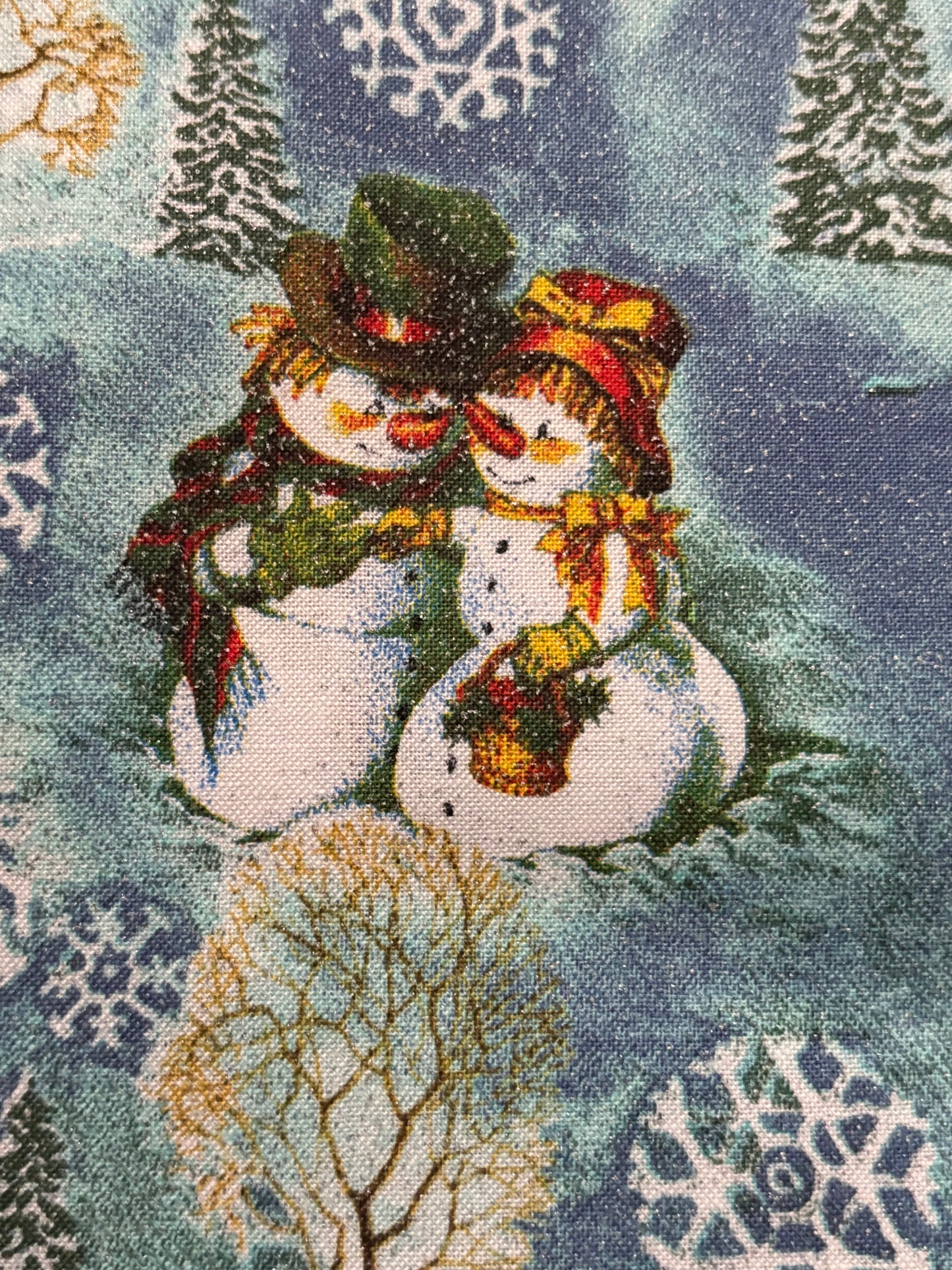 JoAnn Snowmen Winter Scenic Christmas, Designer Cotton, Quilting Fabric, Sold by YARD