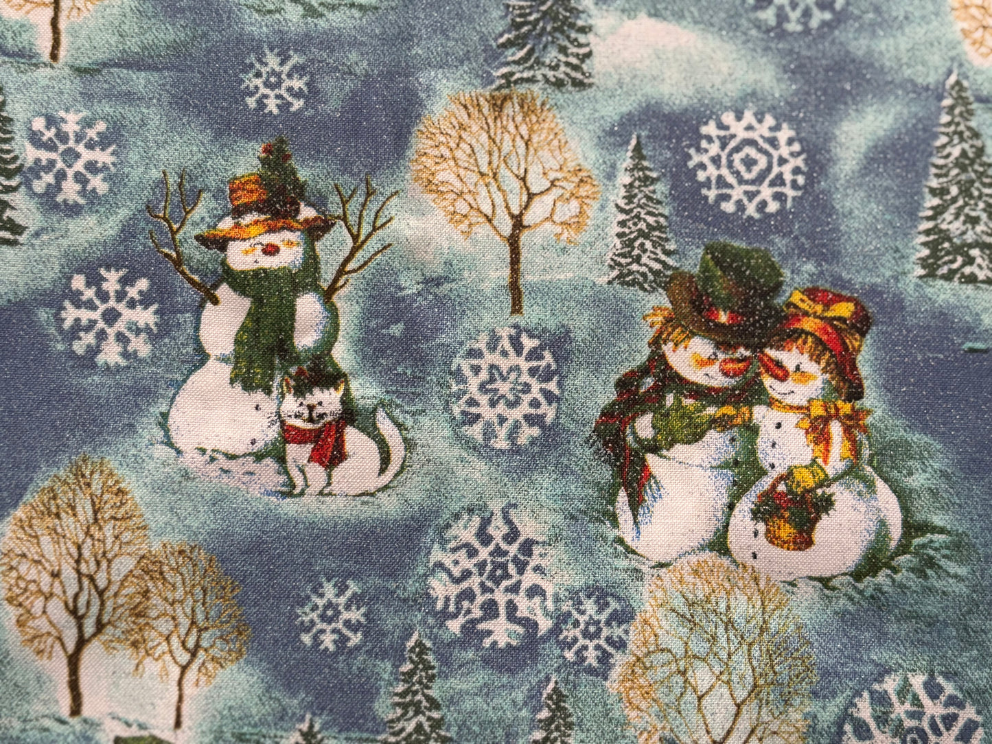JoAnn Snowmen Winter Scenic Christmas, Designer Cotton, Quilting Fabric, Sold by YARD