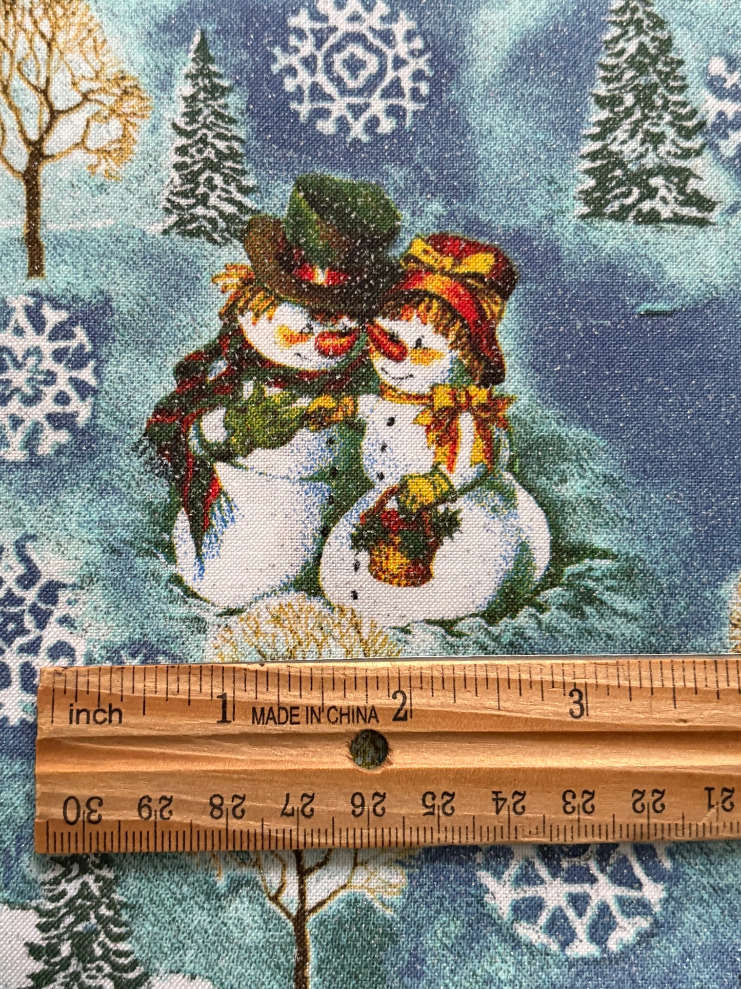 JoAnn Snowmen Winter Scenic Christmas, Designer Cotton, Quilting Fabric, Sold by YARD