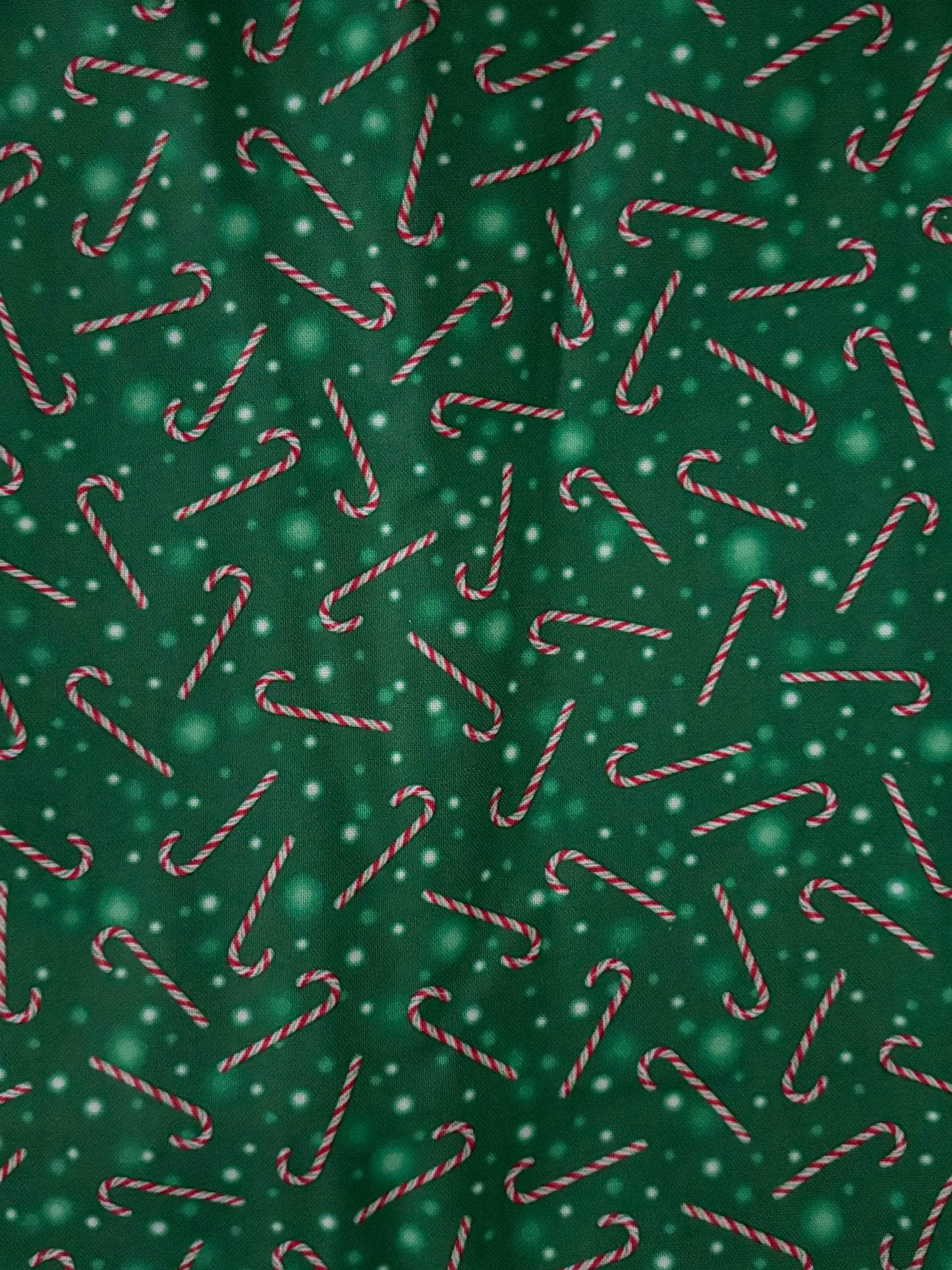 QT Fabrics Candy Canes on Green by Liza Bea, Designer Cotton, Quilting Fabric, Sold by YARD