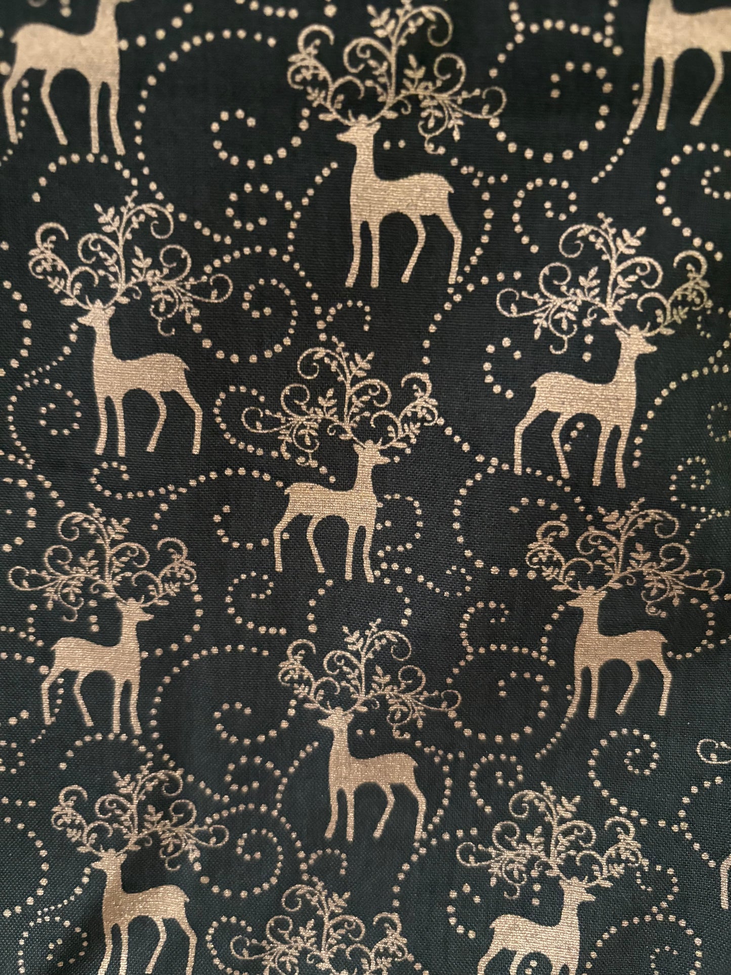 2 YARDS Benartex Golden Holiday Metallic Gold Deer Dover Hill,  Designer Cotton, Quilting Fabric, Sold by YARD