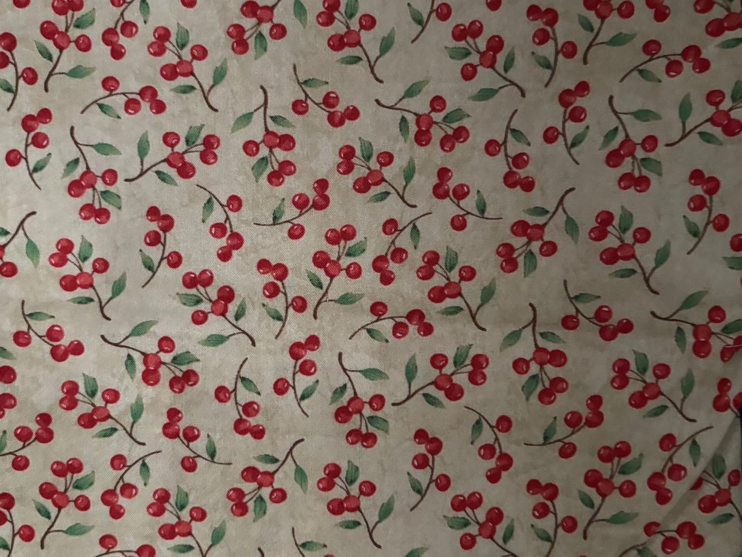 2 YARDS Wilmington Prints Thankful Harvest Red Berries, Christmas, Designer Cotton, Quilting Fabric