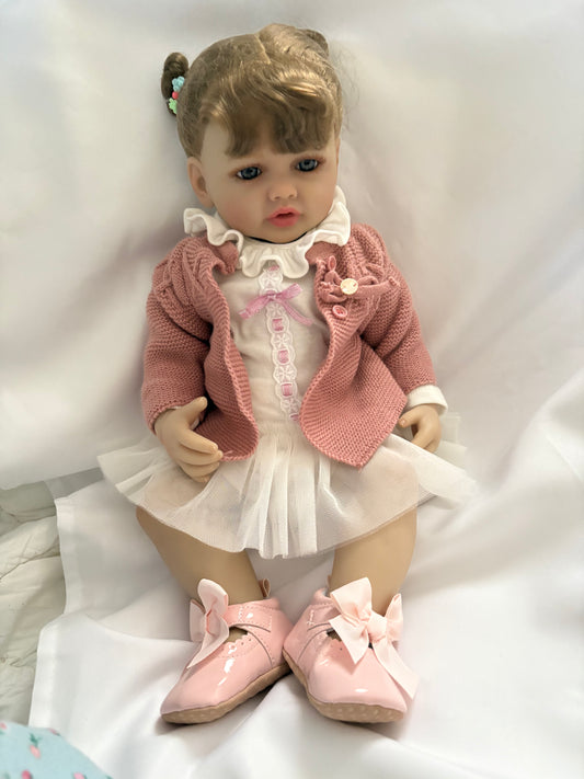 Adorable Reborn Girl Doll, Lifelike and Realistic, Includes Knit Blanket