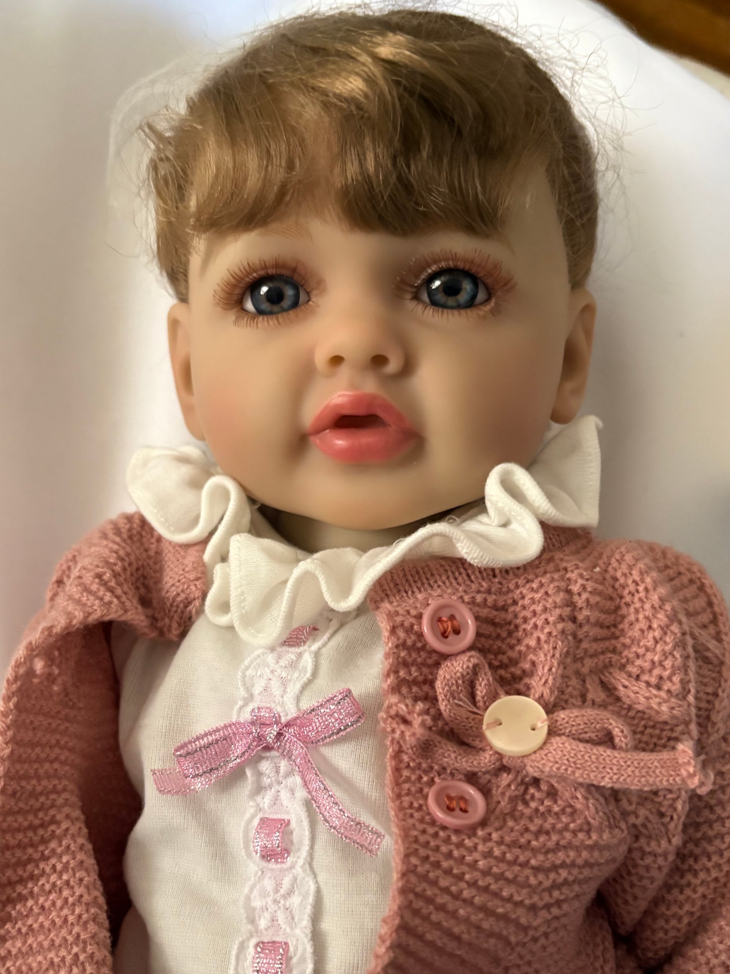 Adorable Reborn Girl Doll, Lifelike and Realistic, Includes Knit Blanket