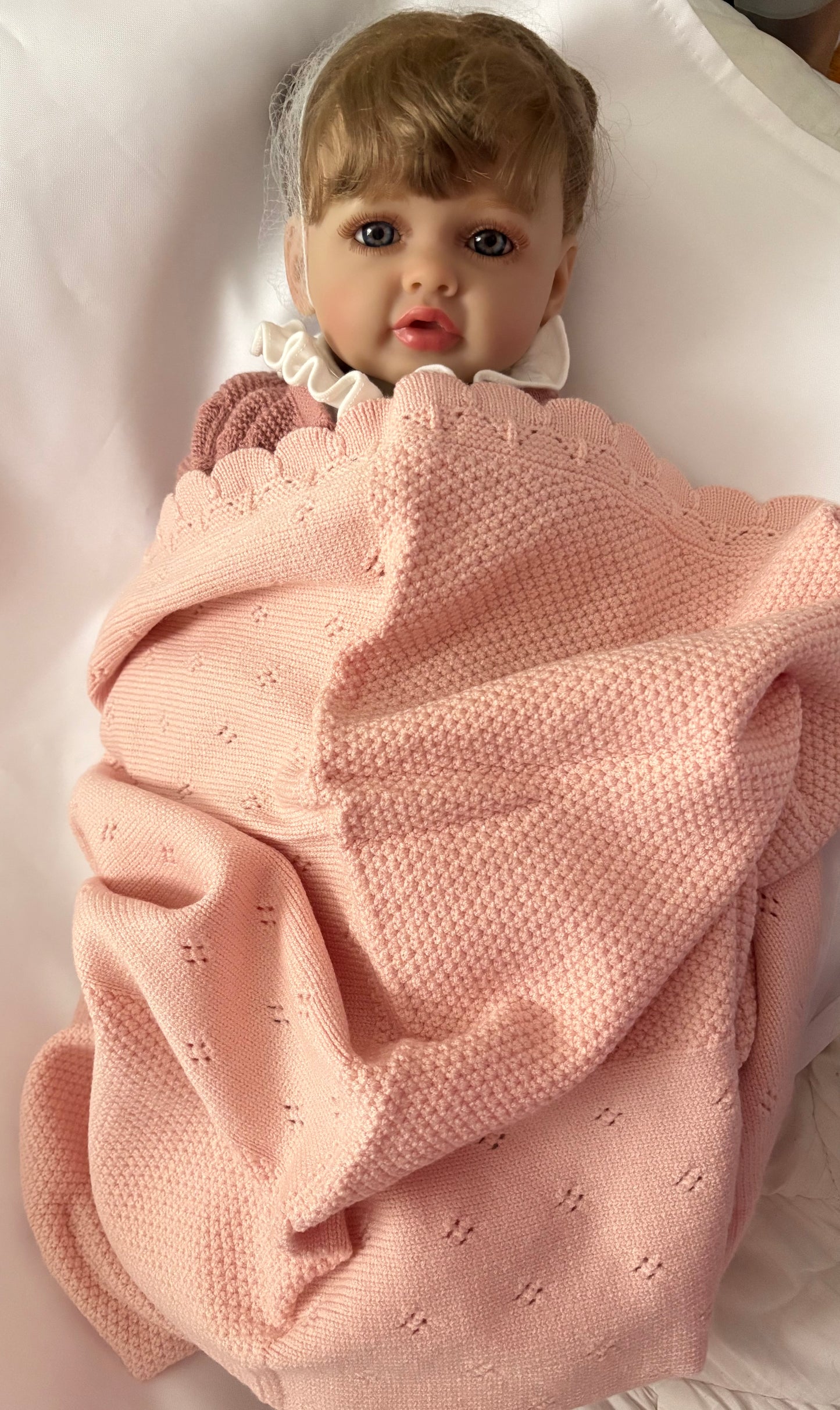 Adorable Reborn Girl Doll, Lifelike and Realistic, Includes Knit Blanket