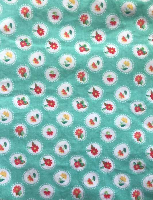Riley Blake Designs by Tammie Green, Mint Green with Flowers Fabric, Designer Cotton, Quilting Fabric, Sold by YARD