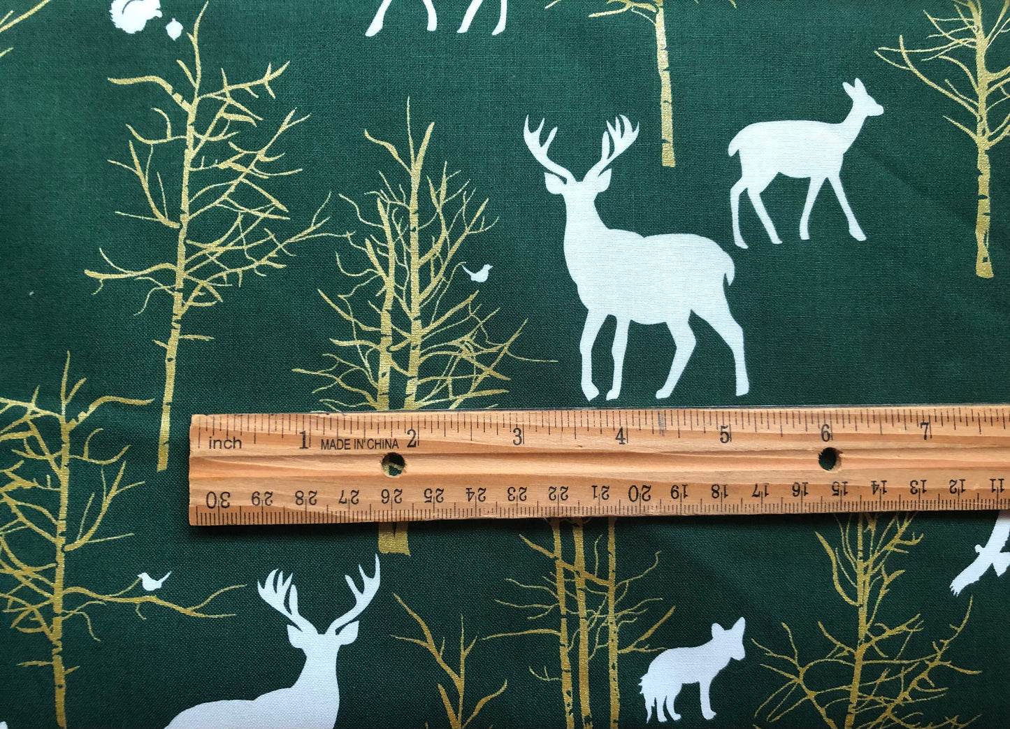 Michael Miller Christmas at Brambleberry Ridge Timber Valley Evergreen with Metallic Gold, Designer Cotton, Quilting Fabric, Sold by YARD