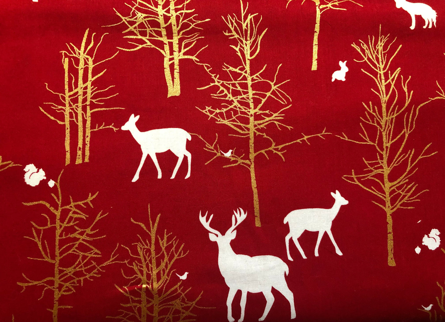 Michael Miller Christmas at Brambleberry Ridge Timber Valley Cranberry Metallic Red Fabric, Designer Cotton, Quilting Fabric, Sold by YARD