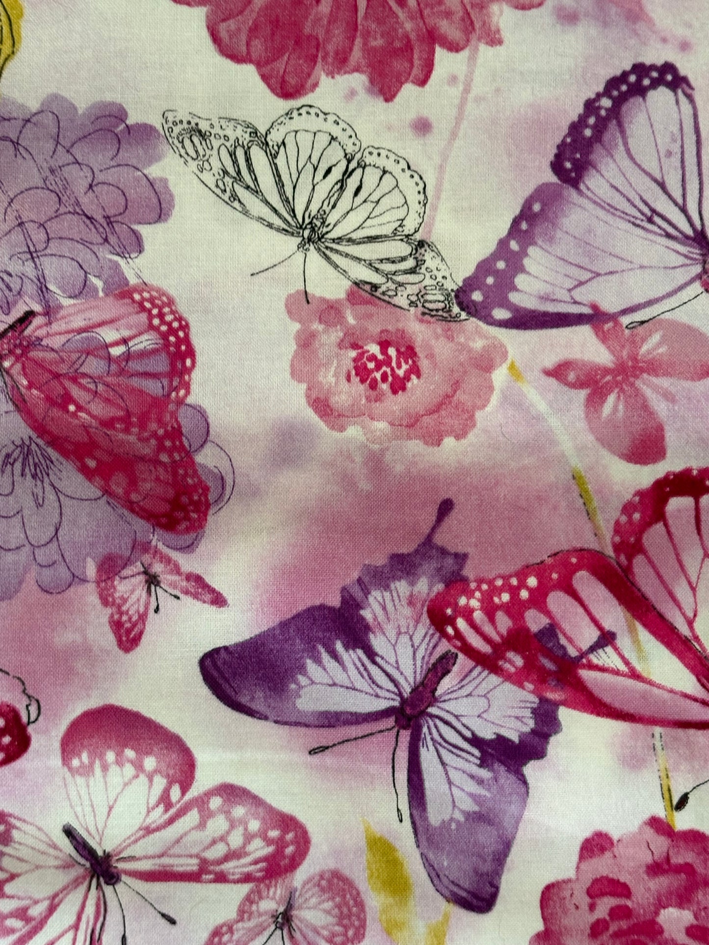 Jo-Ann Fabric Keepsake Calico Purple and Pink Butterflies, 100% Cotton Quilting Fabric, Sold by YARD