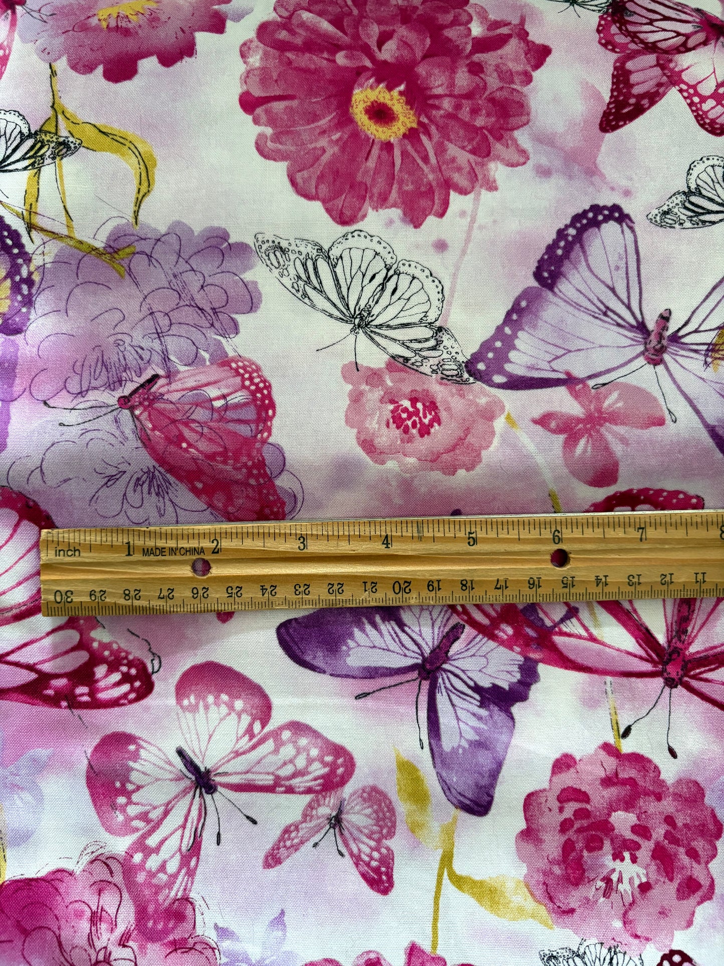 Jo-Ann Fabric Keepsake Calico Purple and Pink Butterflies, 100% Cotton Quilting Fabric, Sold by YARD