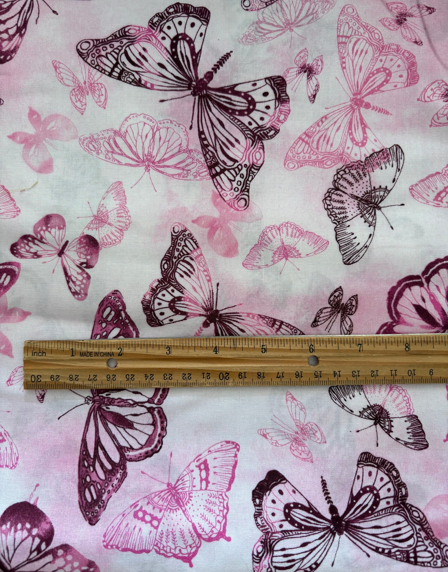 Jo-Ann Fabric Keepsake Calico Pink Butterflies, 100% Cotton Fabric, Sold By Yard