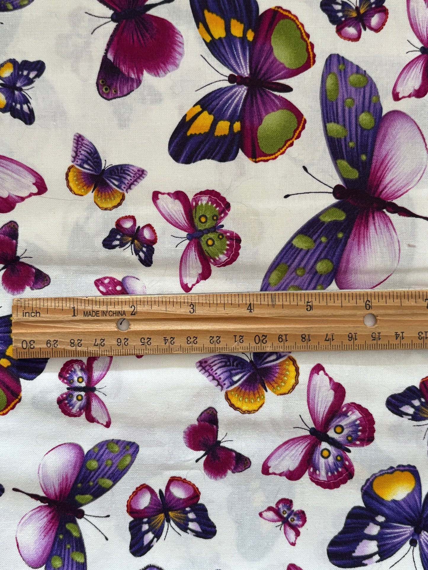 Timeless Treasures, Viola by Chong-A Hwang Butterflies on White, 100% Cotton Fabric, Sold By Yard