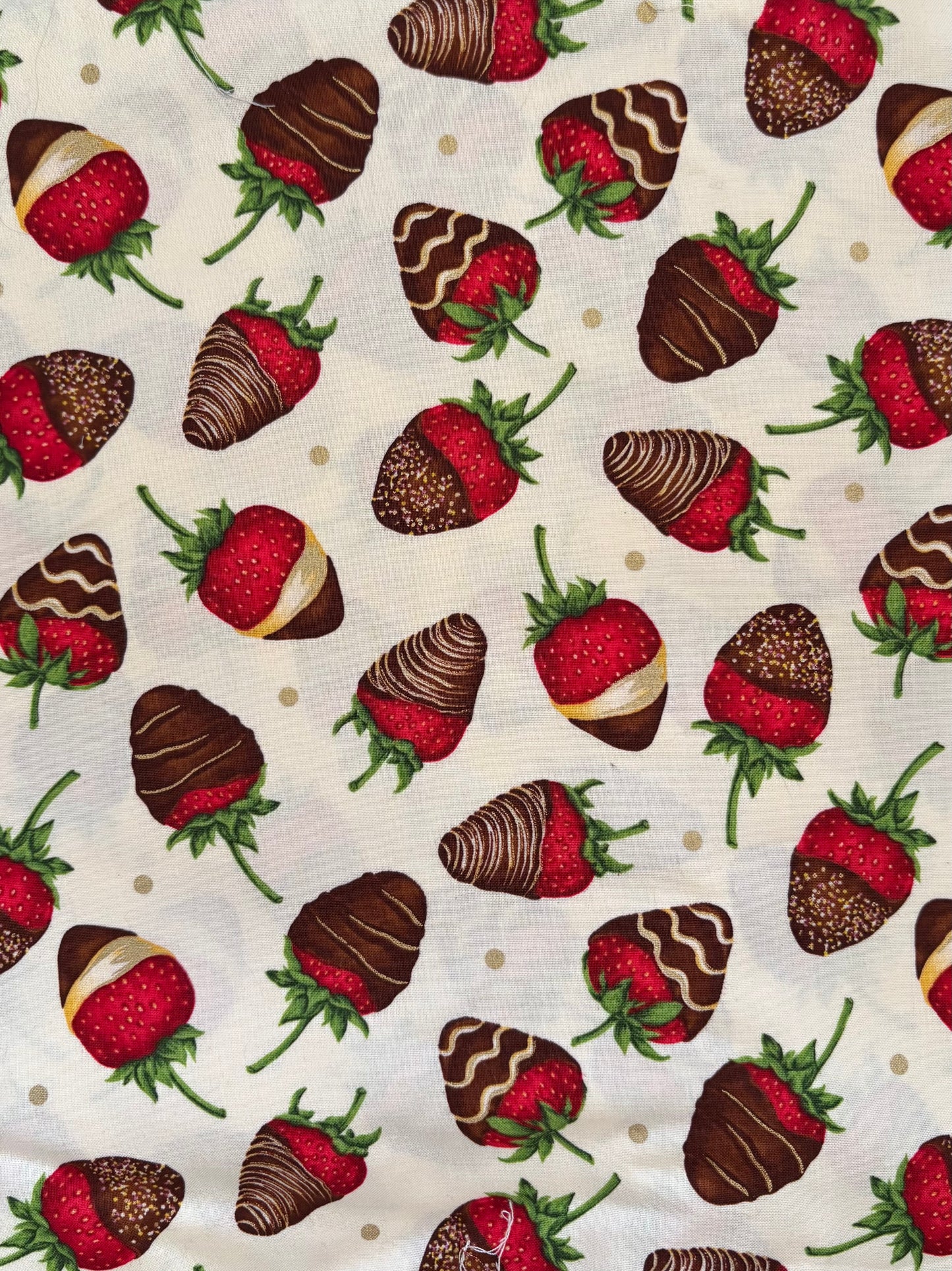 Henry Glass Forever Yours by First Blush Studio, Chocolate Covered Strawberries, 100% Cotton Fabric, Sold By Yard