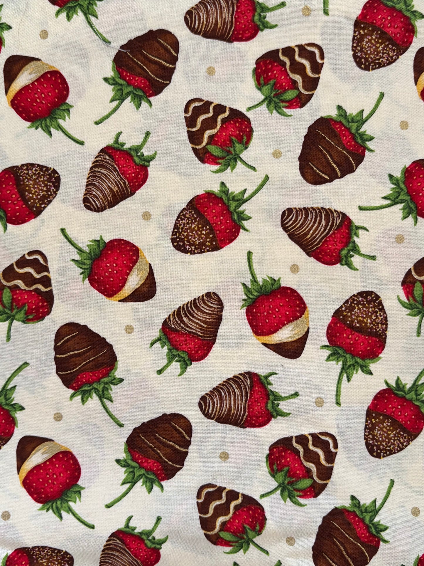 Henry Glass Forever Yours by First Blush Studio, Chocolate Covered Strawberries, 100% Cotton Fabric, Sold By Yard