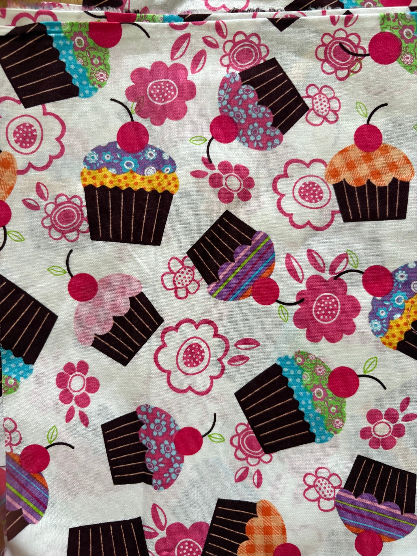 Jo-Ann Fabric Cupcakes on White, 100% Cotton Fabric, Sold By Yard