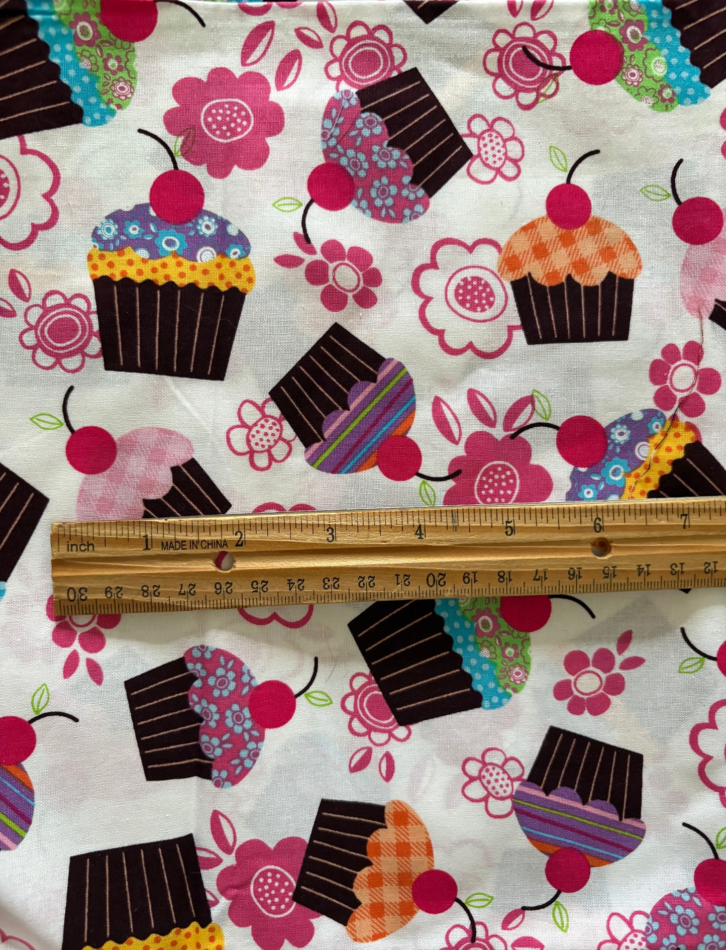 Jo-Ann Fabric Cupcakes on White, 100% Cotton Fabric, Sold By Yard