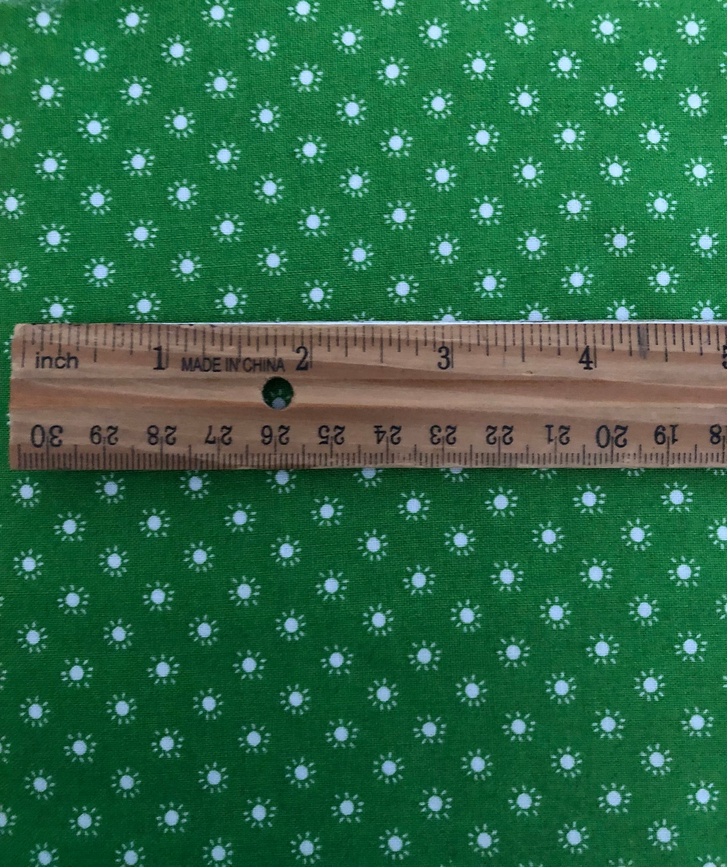 Stof Fabrics Denmark Colour Fun Dot Sunbursts Green, Designer Cotton, Quilting Fabric, Sold by YARD