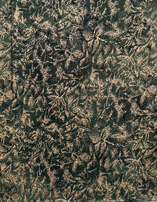 Michael Miller Fairy Frost Metallic Gold Jungle Green, 100% Cotton Fabric, Sold by YARD