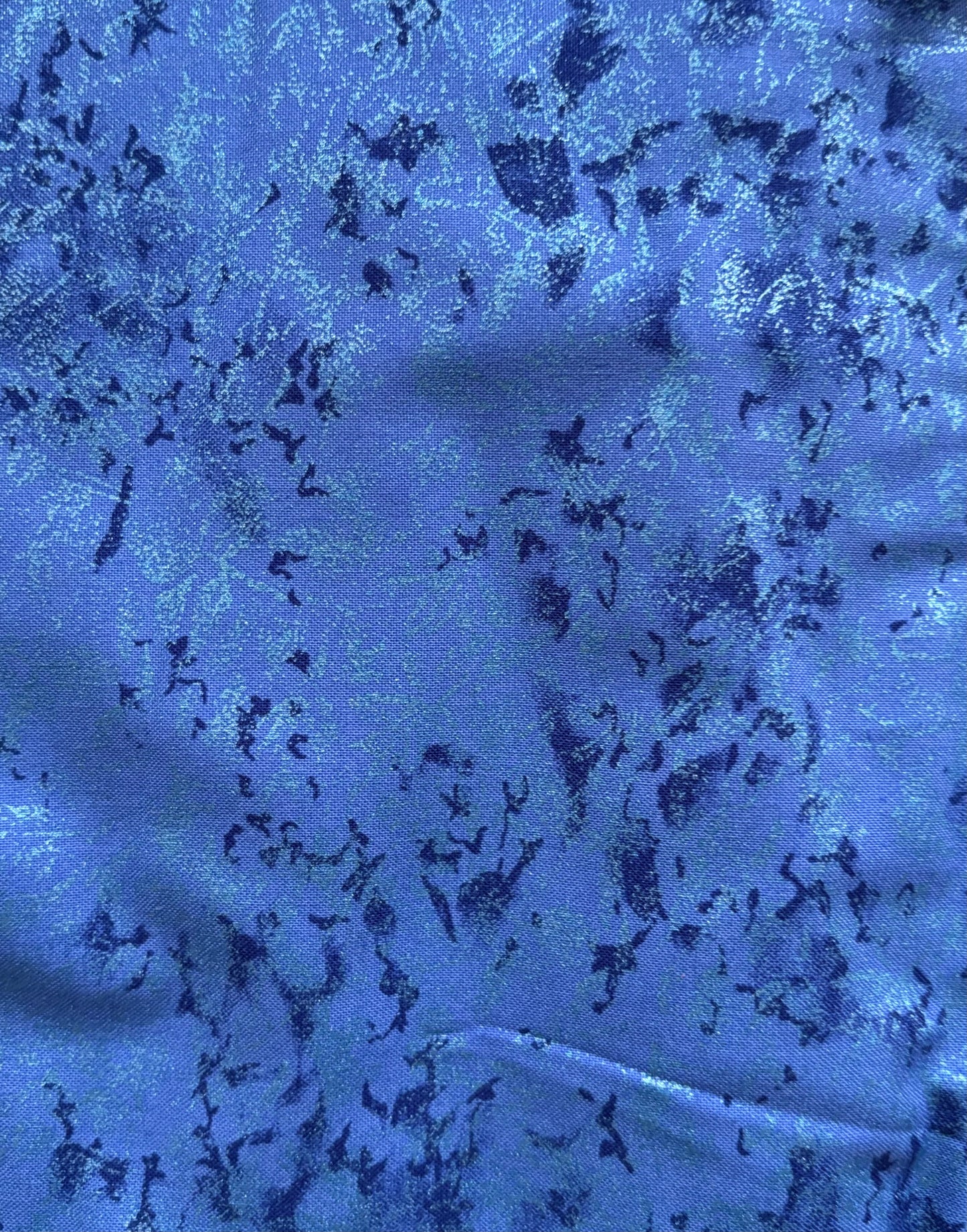 Michael Miller Fairy Frost Cobalt Blue Metallic, 100% Cotton Fabric, Sold by YARD
