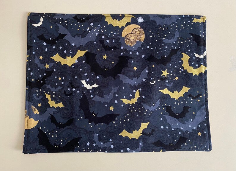 Halloween Placemats, Halloween Witches and Cats Placemats, Halloween Bats and Moons Placemats, Set of 4 Placemats