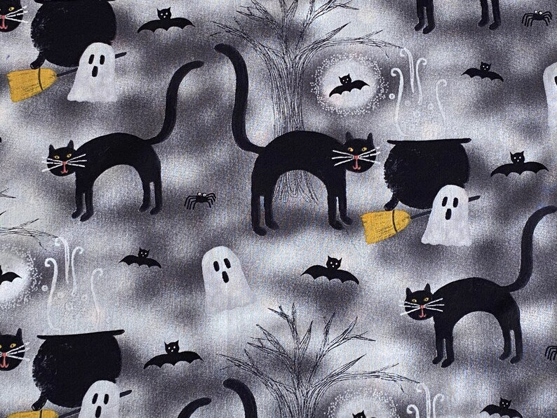 Halloween Placemats, Placemats for Table, Black Cat Ghosts, and Cauldrons Placemats, Reversible Placemats, Set of 4 Placemats