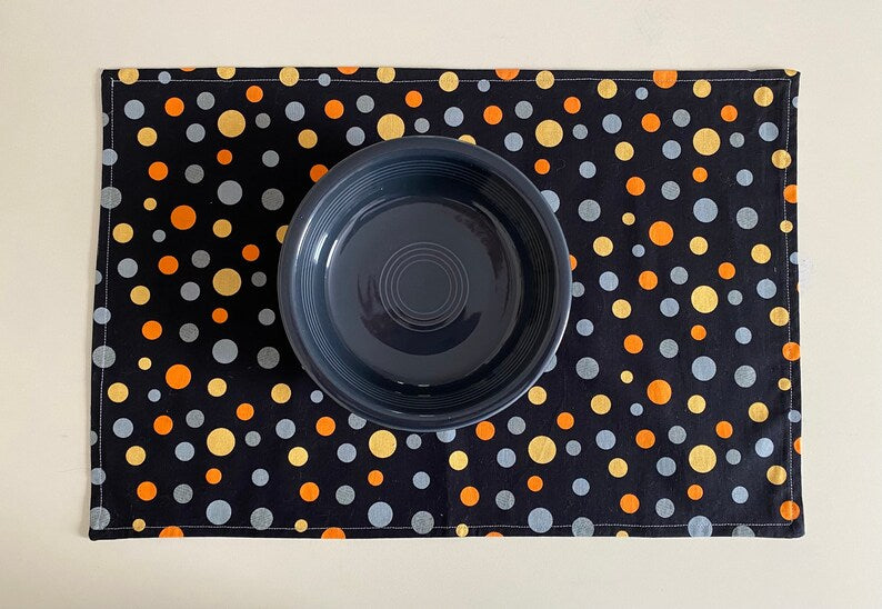 Halloween Placemats, Placemats for Table, Black Cat Ghosts, and Cauldrons Placemats, Reversible Placemats, Set of 4 Placemats