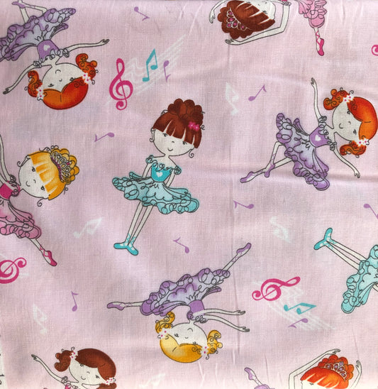 Studio E Balle-Rina Swizzle Sticks Pink, Ballet Girls, Designer Cotton, Quilting Fabric, Sold by YARD