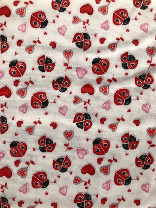 Henry Glass Love Struck Ladybugs and Hearts, Designer Cotton, Quilting Fabric, Sold by YARD