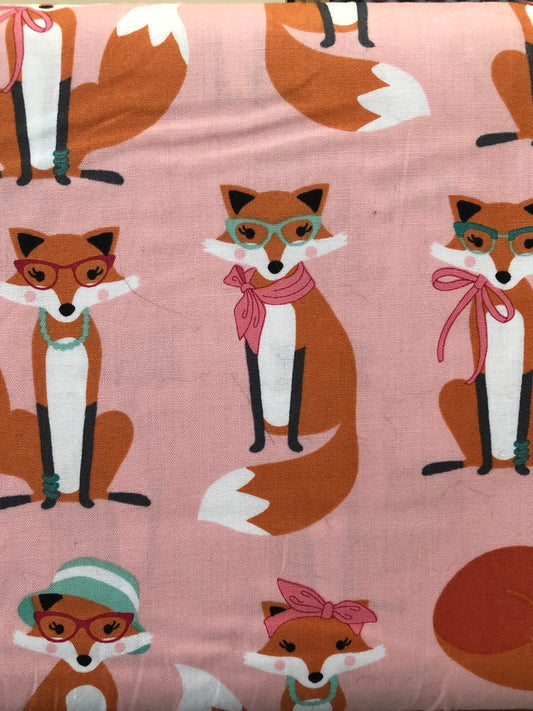 Robert Kaufman Fabulous Foxes Pale Pink, Designer Cotton, Quilting Fabric, Sold by YARD