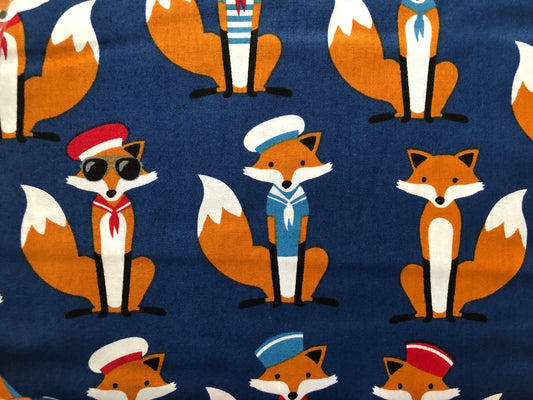 Robert Kaufman Fabulous Foxes Navy, Designer Cotton, Quilting Fabric, Sold by YARD