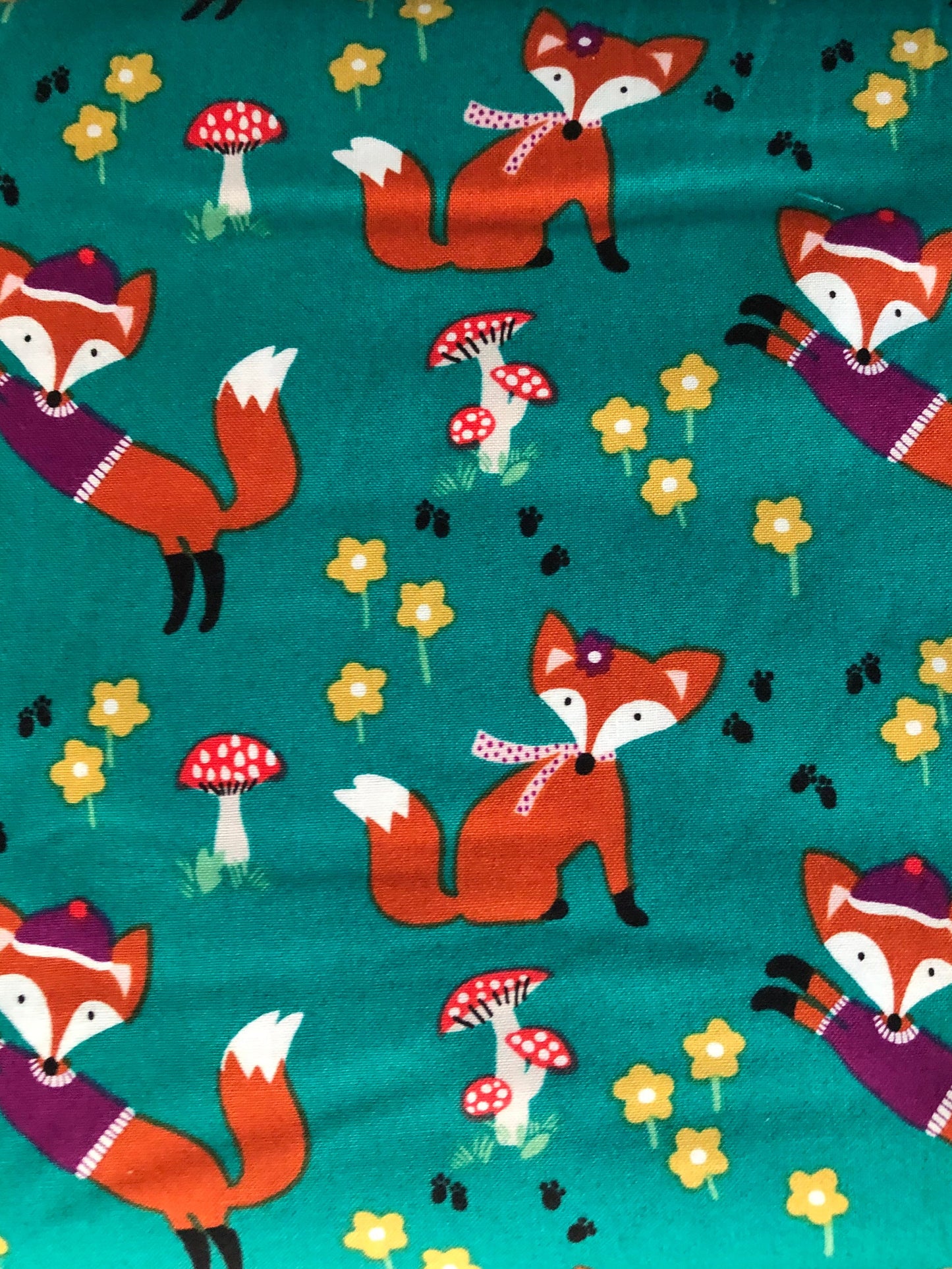 Michael Miller Fox Wood Lil’ Foxy Teal, Designer Cotton, Quilting Fabric, Sold by YARD