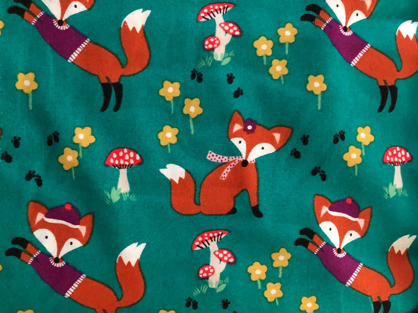 Michael Miller Fox Wood Lil’ Foxy Teal, Designer Cotton, Quilting Fabric, Sold by YARD