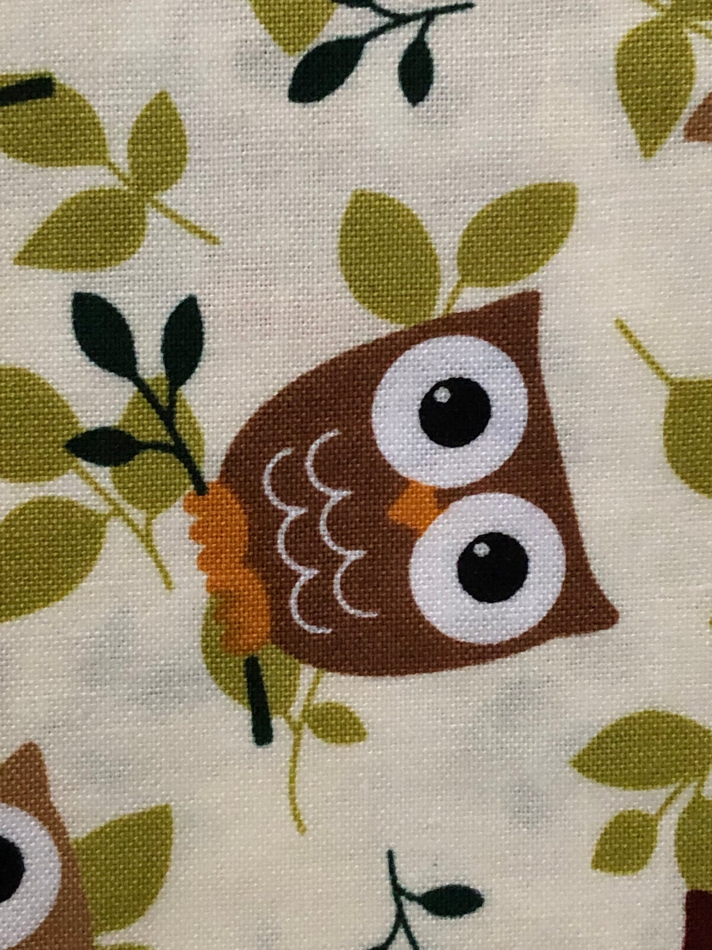 Richlin Fabric Inc Tossed Owl Khaki Wine Sage, Designer Cotton, Quilting Fabric, Sold by the YARD