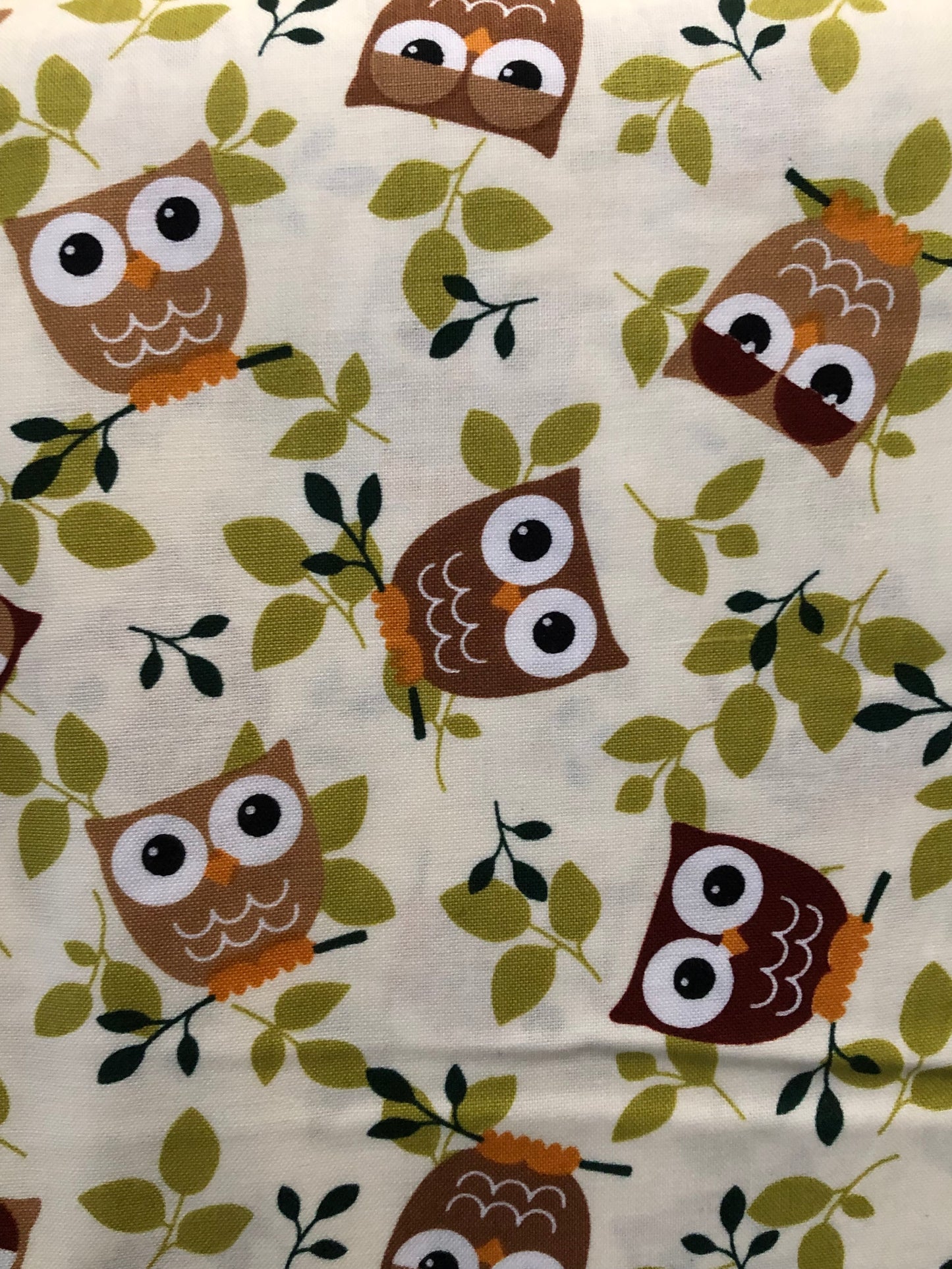 Richlin Fabric Inc Tossed Owl Khaki Wine Sage, Designer Cotton, Quilting Fabric, Sold by the YARD