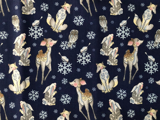 Springs Creative Jim Shore Woodland Toss Animals and Snowflakes, Designer Cotton, Quilting Fabric, Sold by YARD