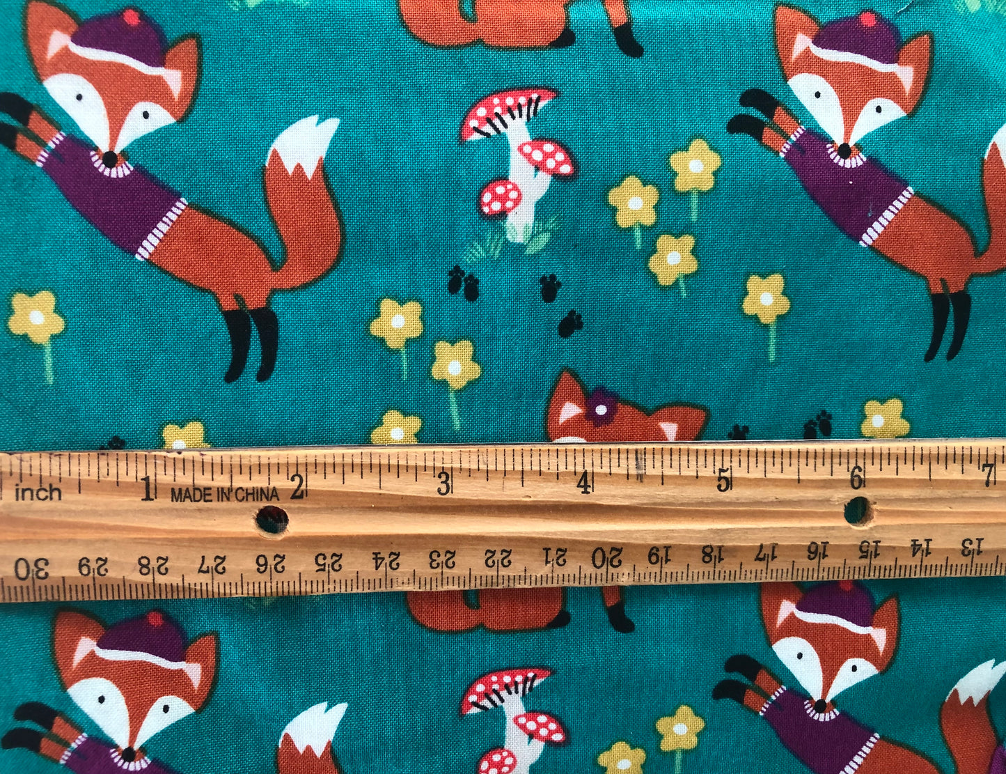 Michael Miller Fox Wood Lil’ Foxy Teal, Designer Cotton, Quilting Fabric, Sold by YARD