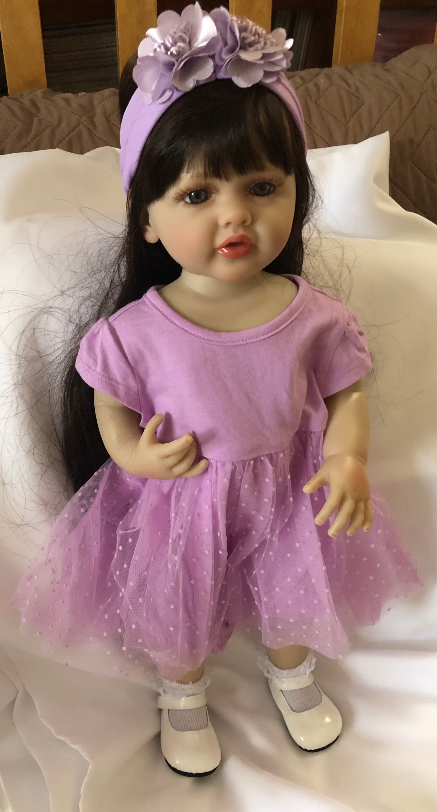 Adorable Reborn Girl Doll, Lifelike and Realistic, Two Outfits