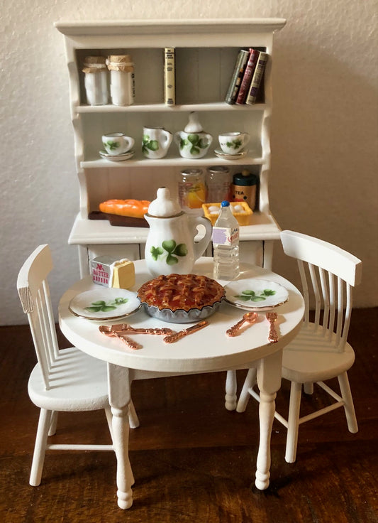Miniature Dollhouse Kitchen Table and Cupboard