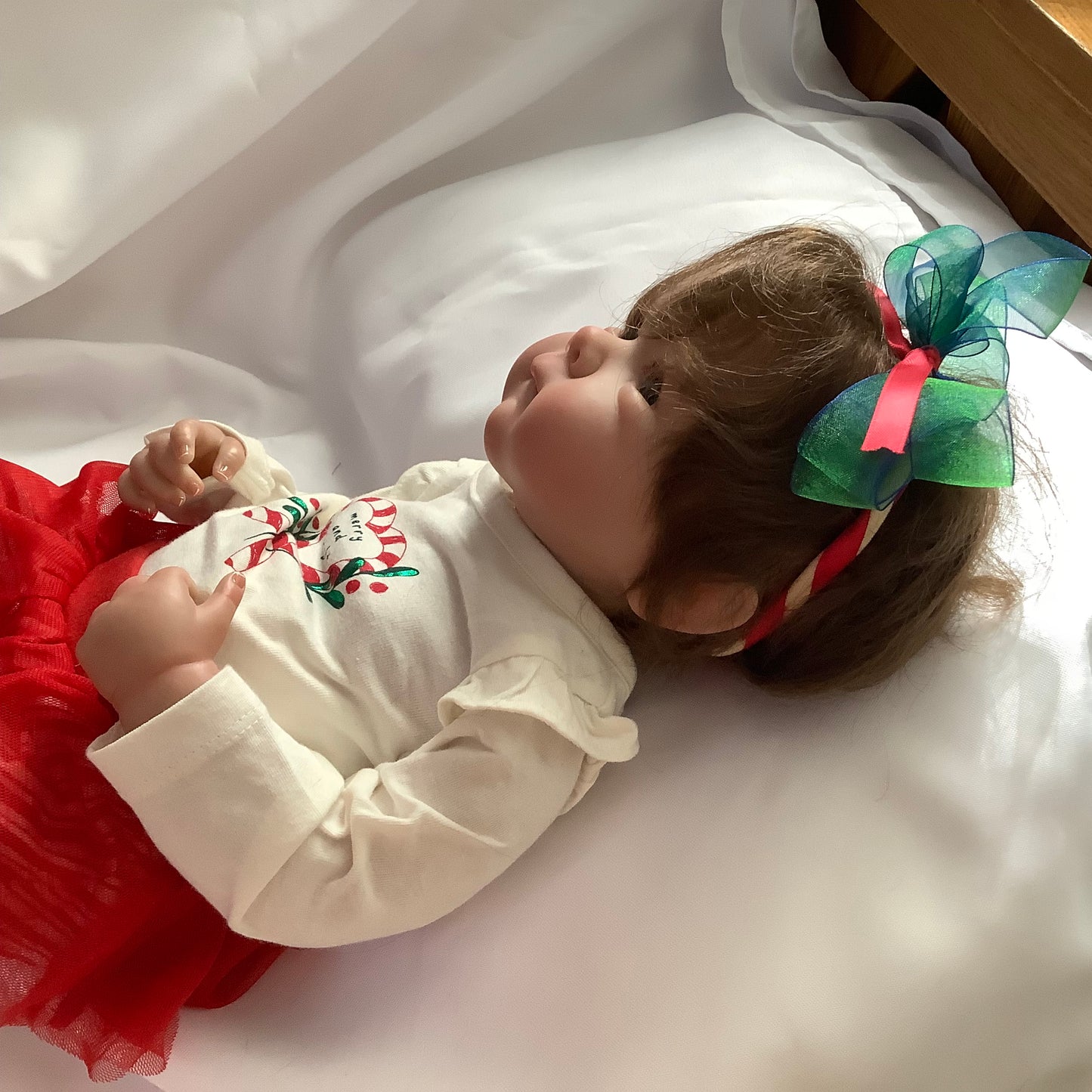 Adorable Reborn Girl Baby Doll with Christmas Outfit, Realistic Lifelike Newborn