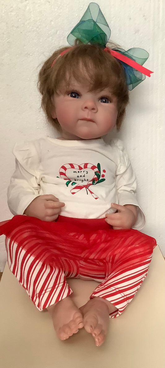 Adorable Reborn Girl Baby Doll with Christmas Outfit, Realistic Lifelike Newborn