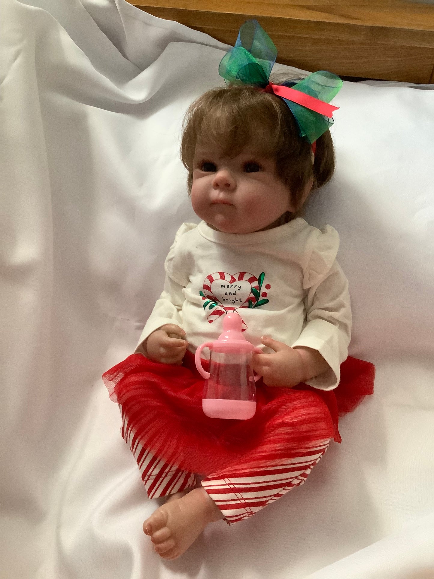 Adorable Reborn Girl Baby Doll with Christmas Outfit, Realistic Lifelike Newborn