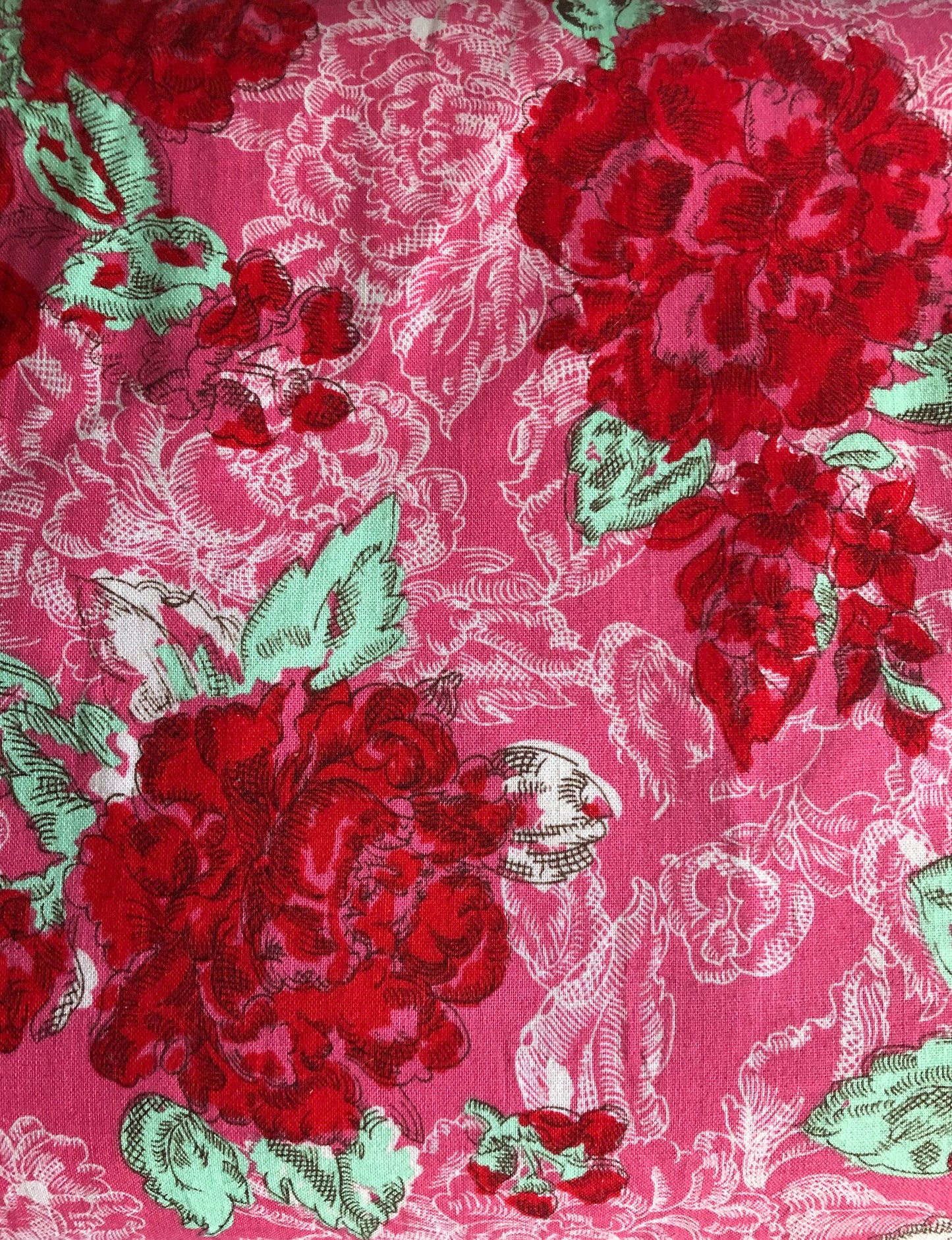 Riley Blake Ivy Mae Main Pink, Red Roses, Floral Fabric, Designer Cotton, Quilting Fabric, Sold by YARD