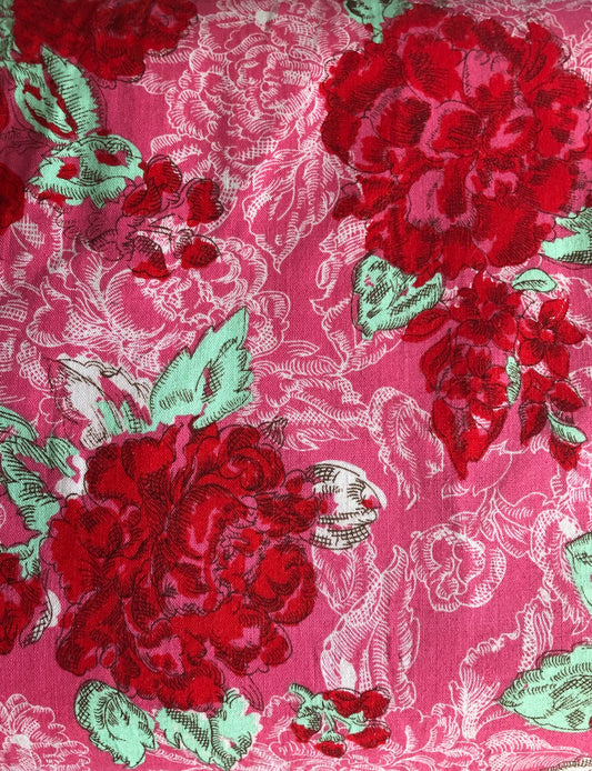 Riley Blake Ivy Mae Main Pink, Red Roses, Floral Fabric, Designer Cotton, Quilting Fabric, Sold by YARD