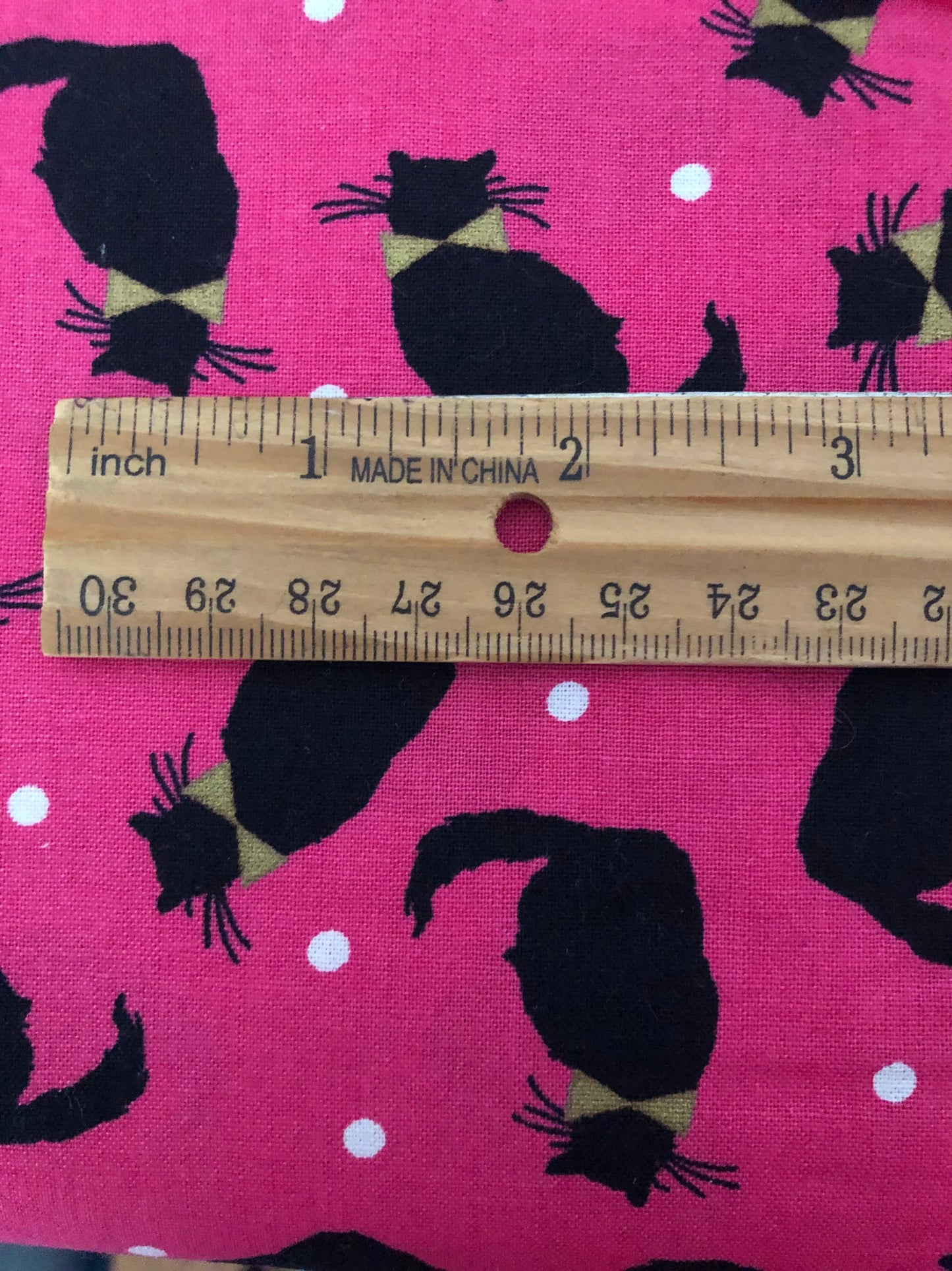 JoAnn Fabric Black Cats with Gold Bows on Pink, Designer Cotton, Quilting Fabric, Sold by YARD