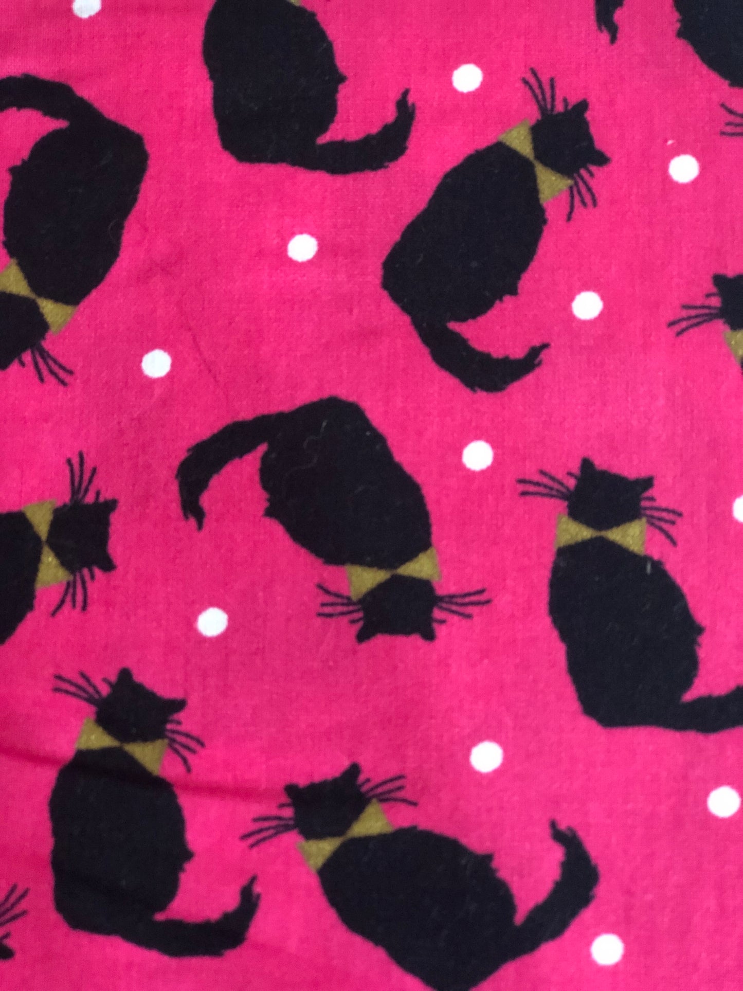 JoAnn Fabric Black Cats with Gold Bows on Pink, Designer Cotton, Quilting Fabric, Sold by YARD