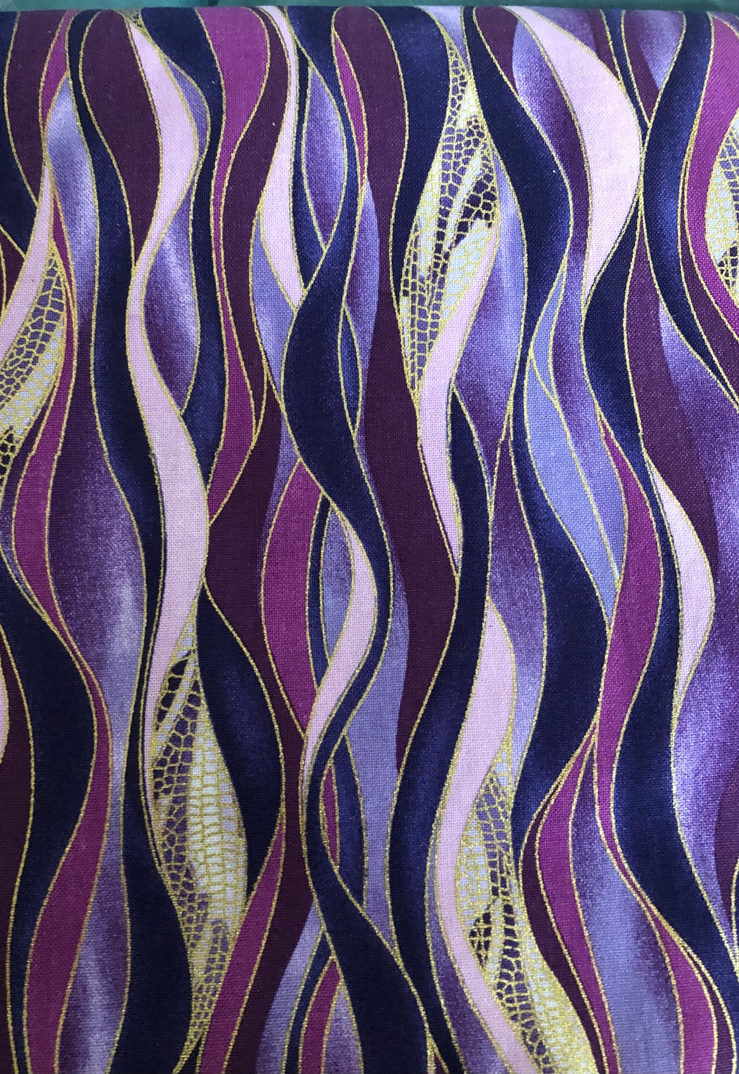Benartex Kanvas Studio Dance of the Dragonfly Metallic Waves Purple, Designer Cotton, Quilting Fabric, Sold by YARD