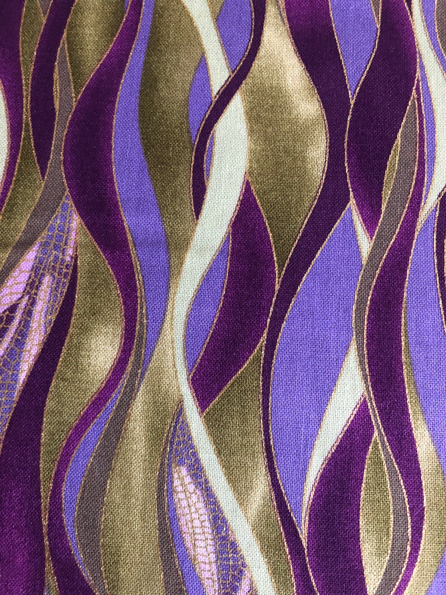 Benartex Kanvas Studio Dance of the Dragonfly Metallic Waves Olive, Designer Cotton, Quilting Fabric, Sold by YARD