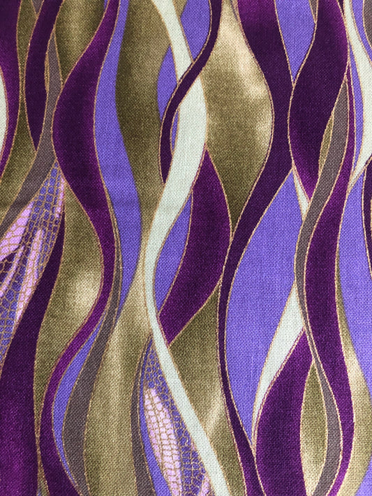 Benartex Kanvas Studio Dance of the Dragonfly Metallic Waves Olive, Designer Cotton, Quilting Fabric, Sold by YARD