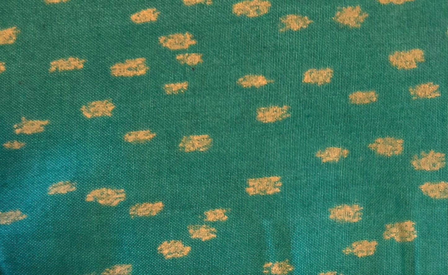 Windham Fabrics Whistler Studios Heavy Metal Teal and Metallic Gold Dots, Designer Cotton, Quilting Fabric